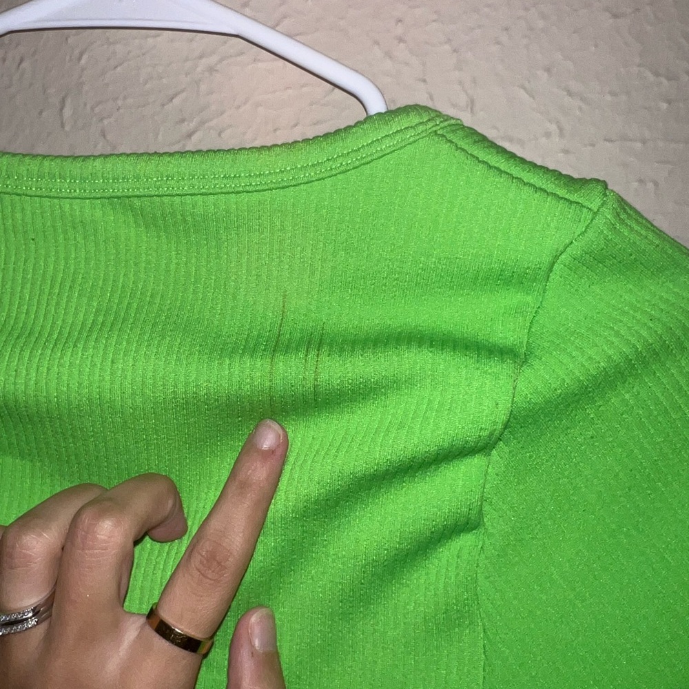 Bright Green Neon Ribbed Knit Top - Picture 6 of 6